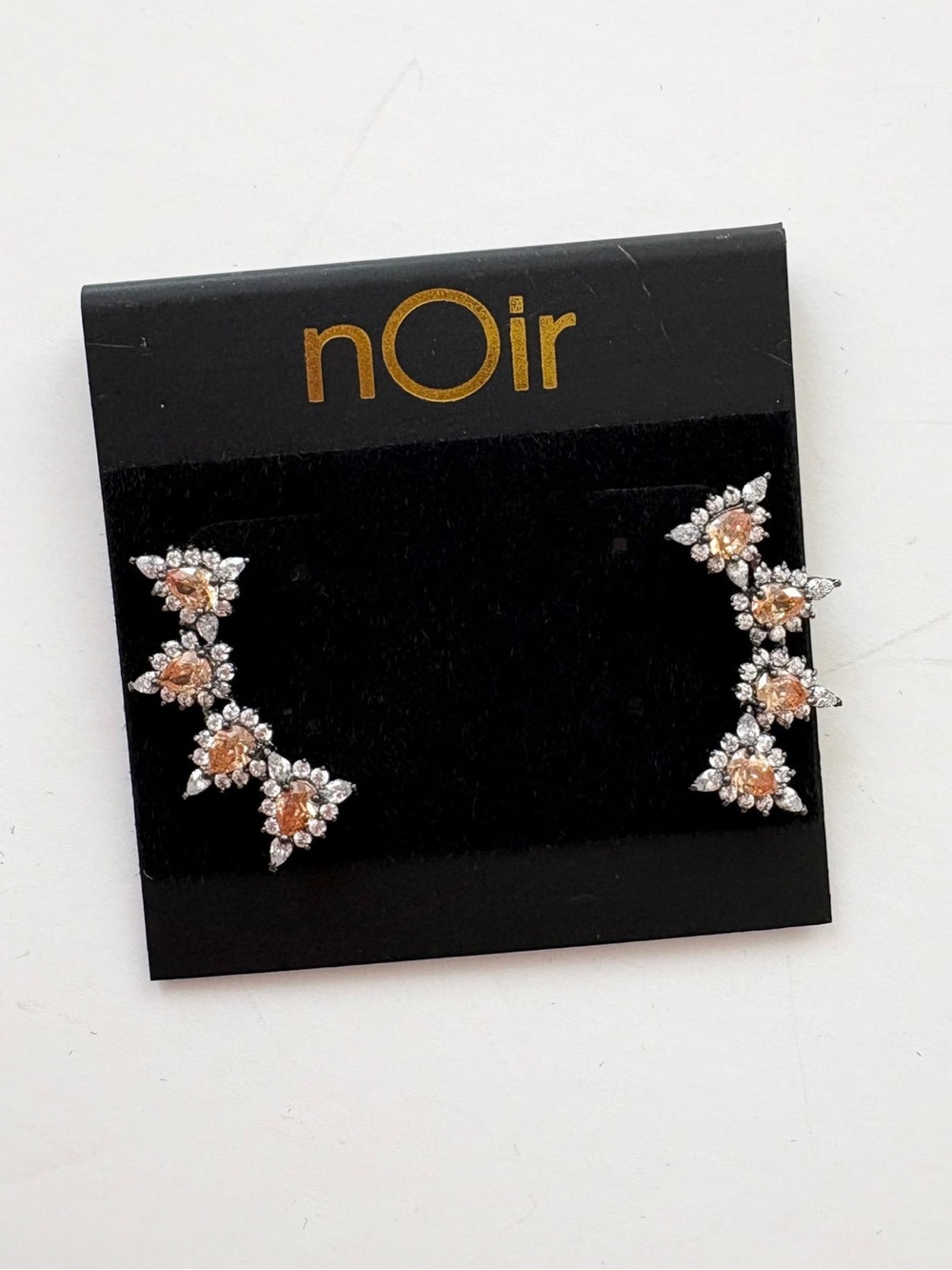 Noir Jewerly orange stone pave earrings
